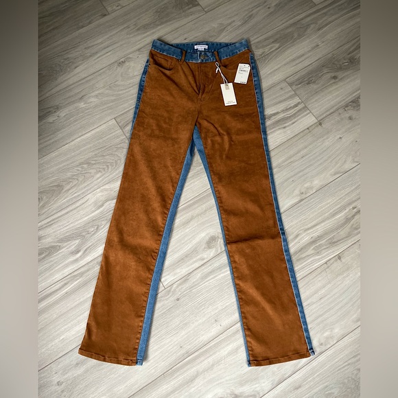 Good American Pants - Good American-Icon Mixed Media Denim & Faux Suede Pants. NWT, never worn.
